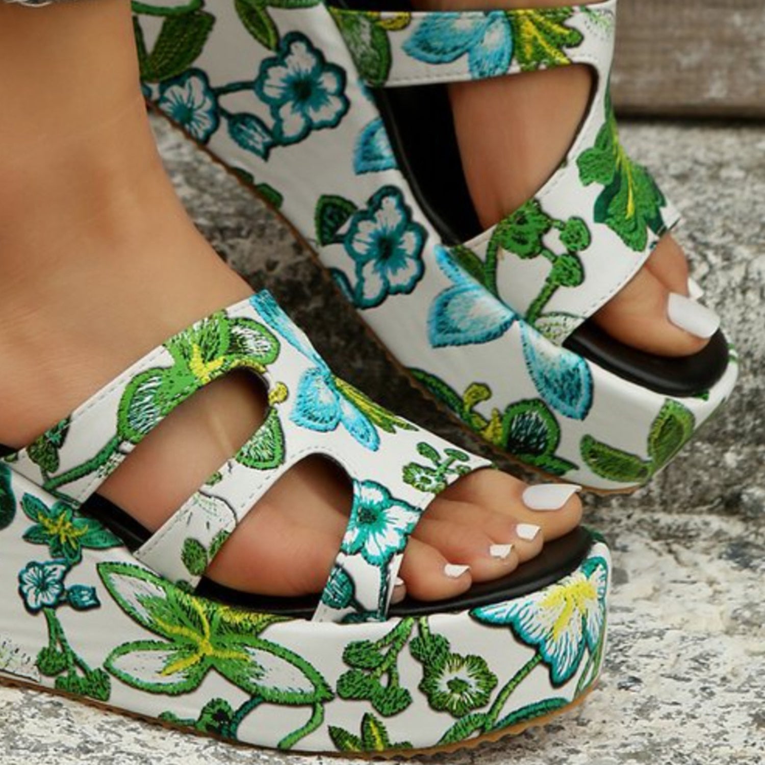 Cutout Floral Peep Toe Sandals