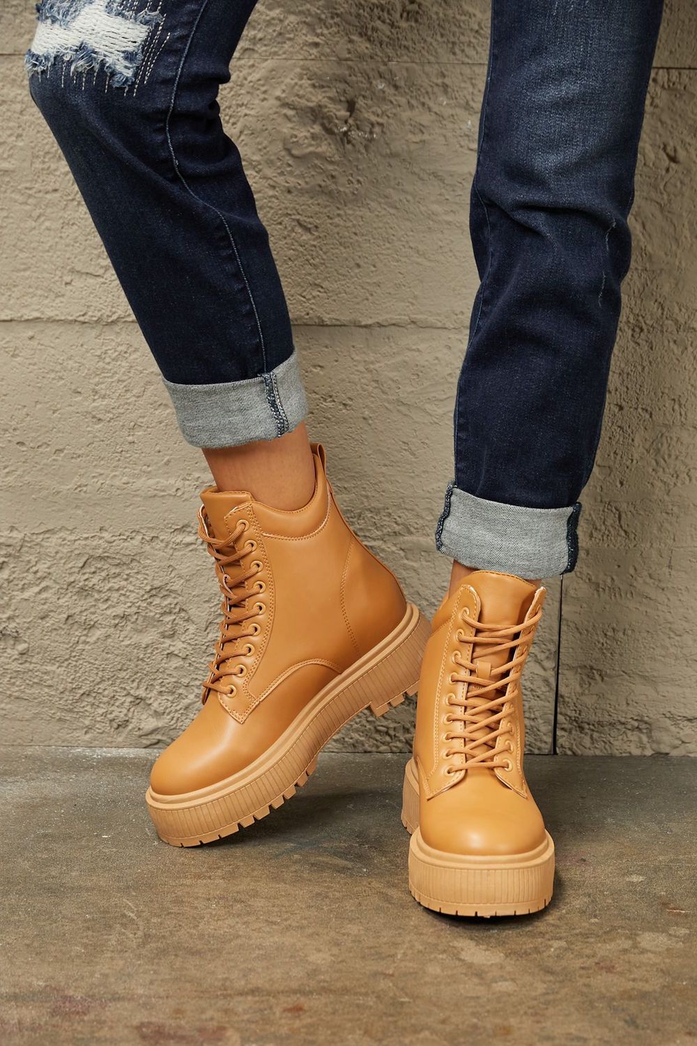 East Lion Corp Platform Combat Boots