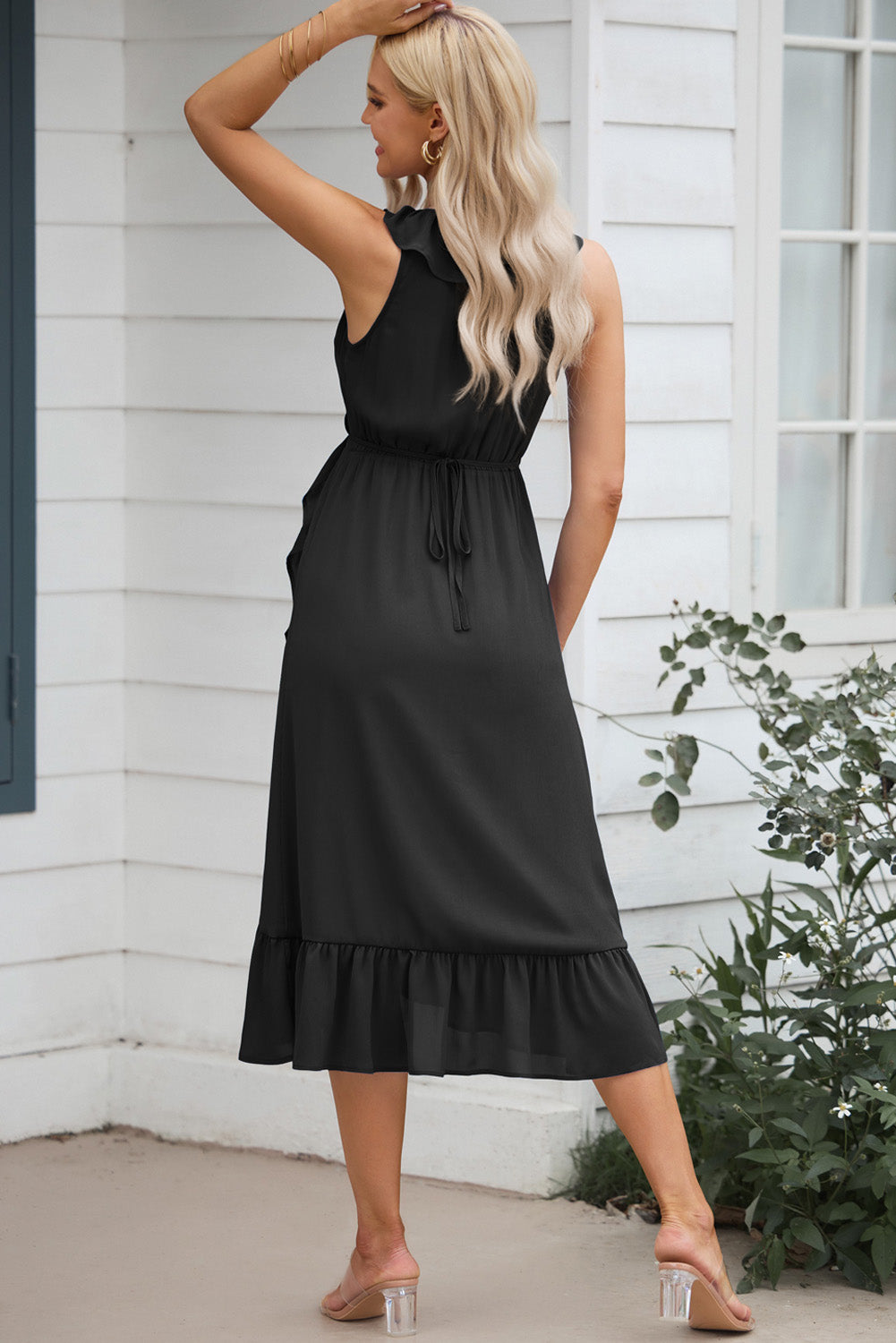 Ruffled Sleeveless Midi Dress