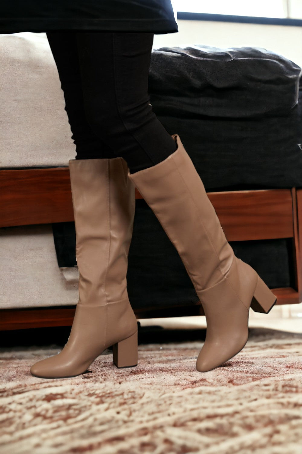 East Lion Corp Block Heel Knee High Boots