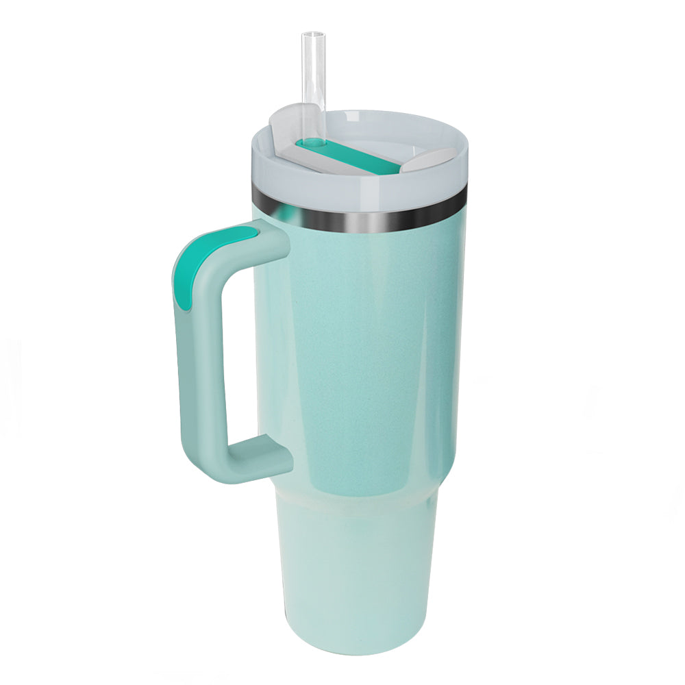 Stainless Steel Tumbler with Handle and Straw