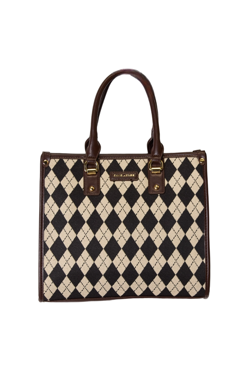 David Jones Argyle Pattern PU Leather Handbag