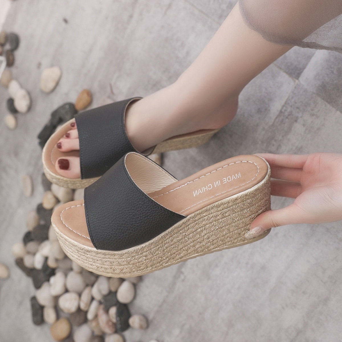 PU Leather Open Toe Sandals